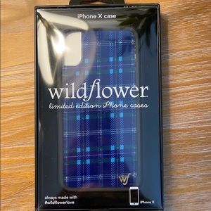 blue plaid wildflower case iphone x/xs